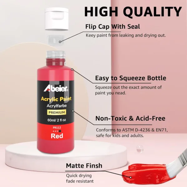 Akrüülvärvide komplekt - 56 värvi - 60ml - Image 5