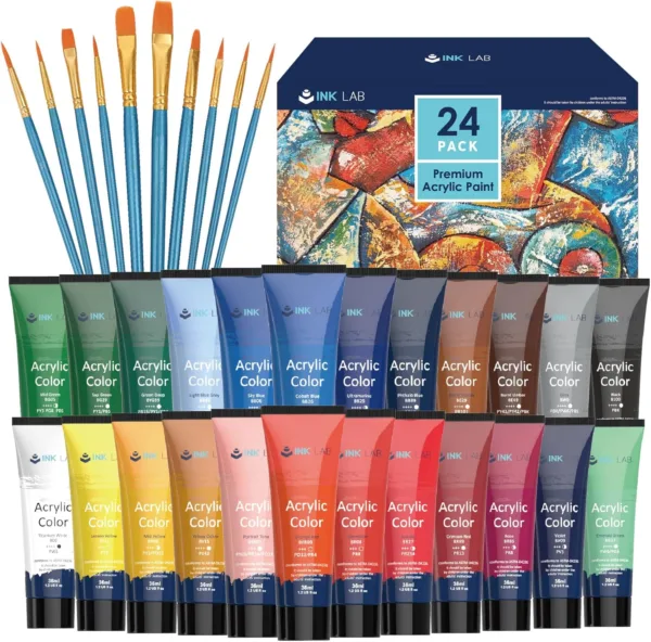 Akrüülvärvide komplekt tuubis - 24 värvi - 36ml
