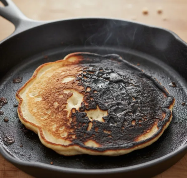 kõrbenud pannkook pannil