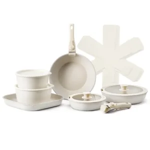 17-osaline Köögiseadmete Komplekt, Eemaldatav Käepide, Induktsioonipott, Pann, Kastmekann, Hautepann, Klaaskaantega,