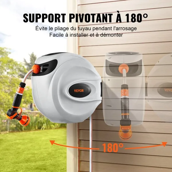 20m automaatne voolikurull - 180° pöörlev, seinale kinnitatav