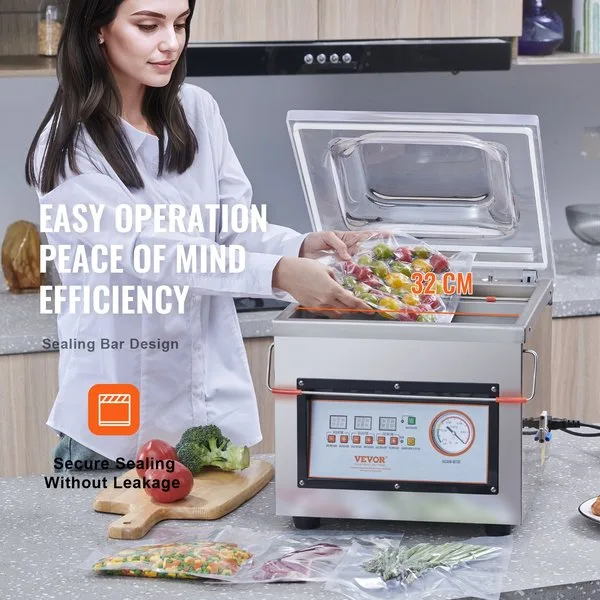 Toodet kujutav pilt näitab kompaktset kamber-vakuumkeskust, mille mõõtmed on 320 mm. Sellega on võimalik pakendada erinevaid