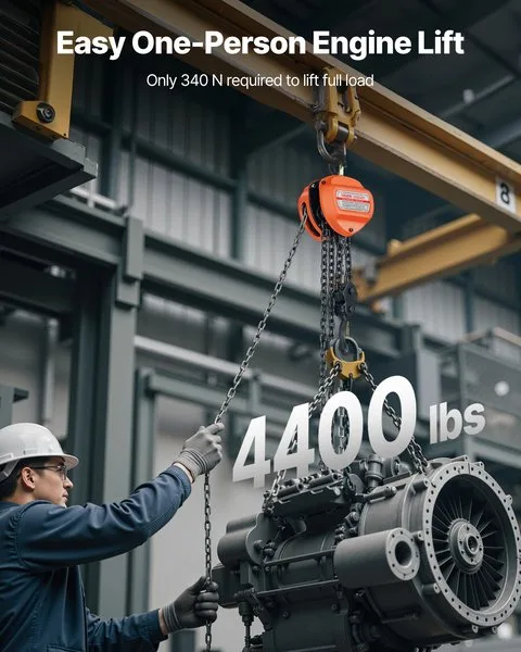 Käsitsi tõstuk, 2 tonni kandejõuga, manuaalne ketiblokk uuendatud G80 tsinkitud ketiga, 3 m tõstekõrgus, töökindel