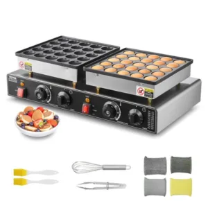 Toode: Mini pannkookide küpsetaja, 50 auku, 1800W, roostevabast terasest Vaade: Külgvaade, näha töötamis- ja