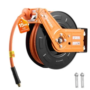 Suruõhuvoolikurull seinale. Vaade: Külgvaade Peamine detail: 15m x 9,5mm kummist õhuvoolik max 300PSI