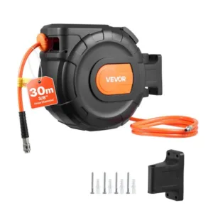 suruõhuvooliku rull, 30m × 9,5mm PVC õhuvoolik, max 300 PSI, suletud kompressori voolikurull