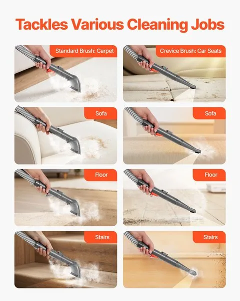 Erinevate puhastustööde käsitsi vaakumpuhastaja - vaakum-puhastusharja tarvikud: vaiba, diivanite, autoistmete ja treppide