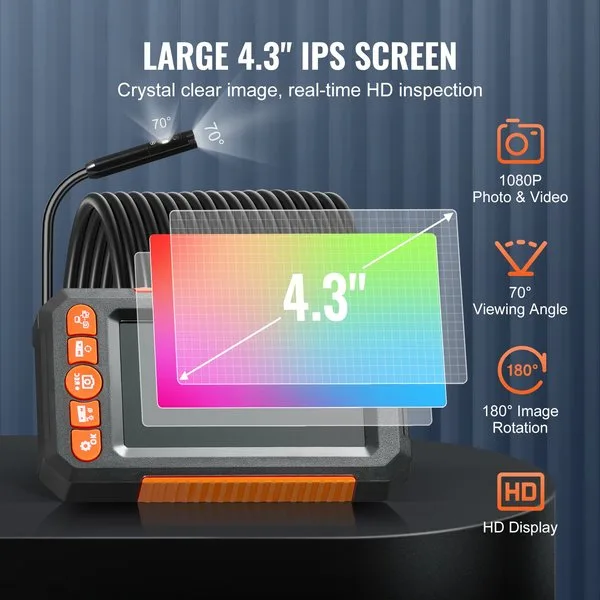 Endoskoopkaamera peavaade 4,3" IPS ekraaniga