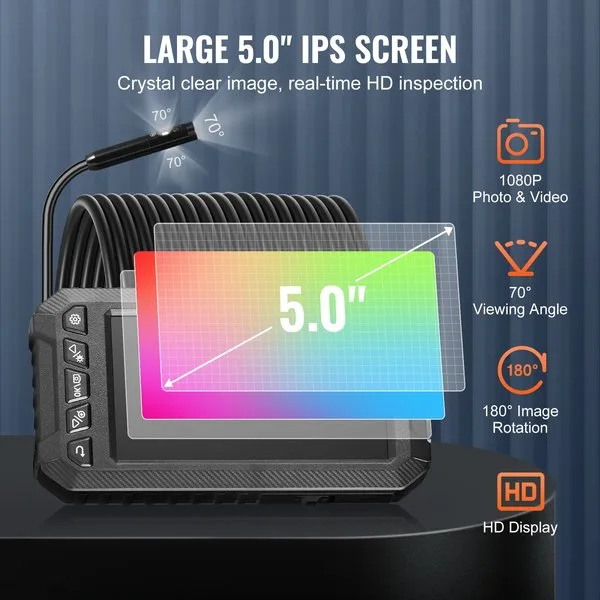 Endoskoopkaamera peavaade 5" IPS ekraan ja kaabel