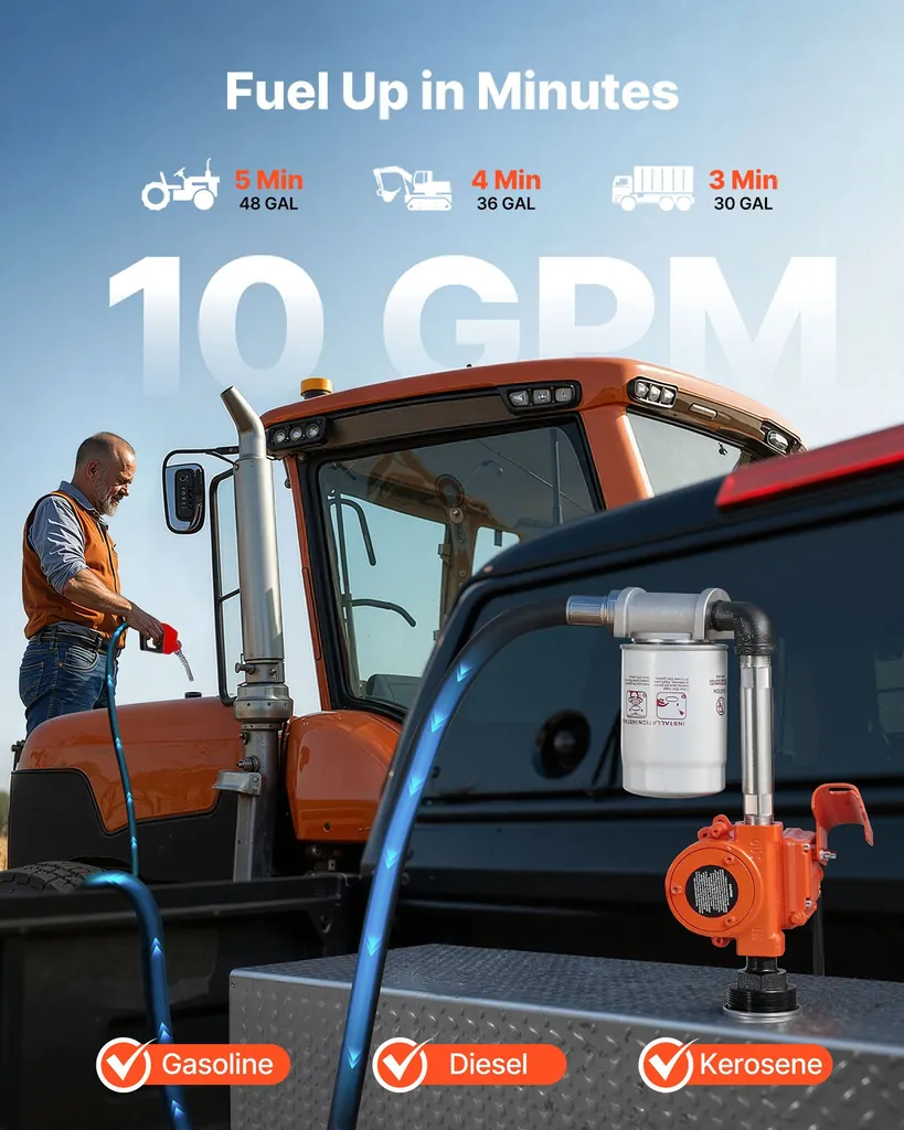 Kütusepump 12V 40l/min – lähivaade