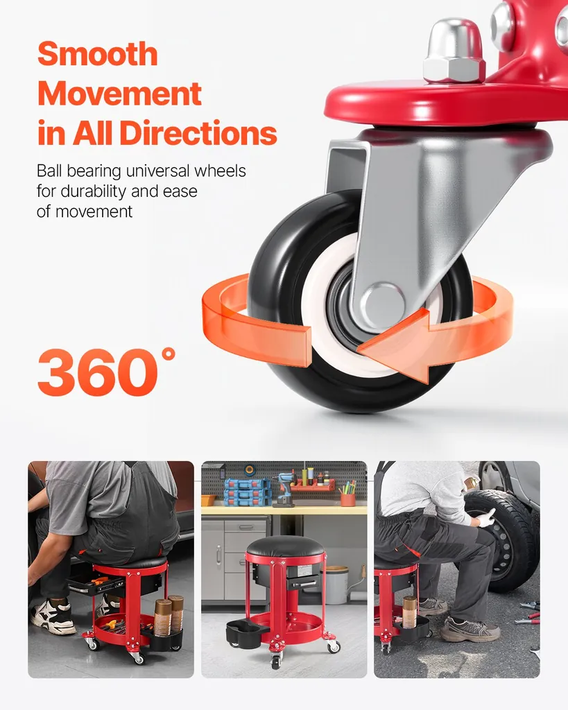Töökoja tool 136kg ratastega – kasutamine